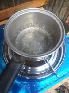 boiling water in pan